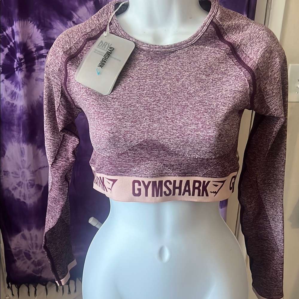 Gymshark flex long sleeve crop top dark ruby size M